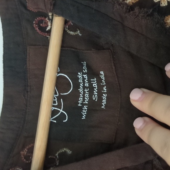 Kyla Seo Gauzy Tie Dye Embroidered Boho Beachy Oversized Tunic Top Side Pockets - Picture 5 of 6